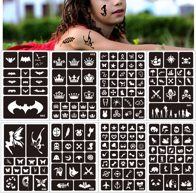 Konsait 262pcs Temporary Tattoos Stencils for Kids, Face and Body Paint Stencils Kit, Girl Boy Glitter Tattoos for Kids School Show Birthdays Halloween Christmas Party Favor Supplies - Image 3